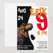 Vreselijke T-Rex Roaring Dino verjaardagsuitnodigi Kaart (Voorkant / Achterkant)