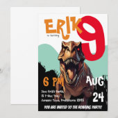 Vreselijke T-Rex Roaring Dino verjaardagsuitnodigi Kaart (Voorkant / Achterkant)