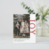 VREUGDE! 1 foto, wit, rood, groen Classic Feestdagenkaart (Staand voorkant)