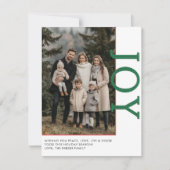 VREUGDE! 1 foto, wit, rood, groen, klassiek Feestdagenkaart (Voorkant)