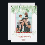 Vreugde aan de Kaart van de Foto van Kerstmis van<br><div class="desc">De vreugde aan de Kaart van de Foto van Kerstmis van de Takken van de Pijnboom van de Wereld Waterverf Geschilderde is grote manier om vakantiewensen van vakantieviering te verzenden</div>
