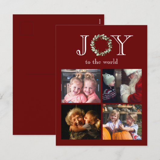 Vreugde aan de Wereld 4 Foto's Gepersonaliseerd bu Feestdagenkaart (Voorkant / Achterkant)