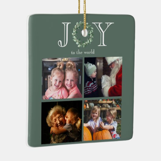 Vreugde aan de Wereld 4 Foto's Gepersonaliseerd Keramisch Ornament (Rechts)