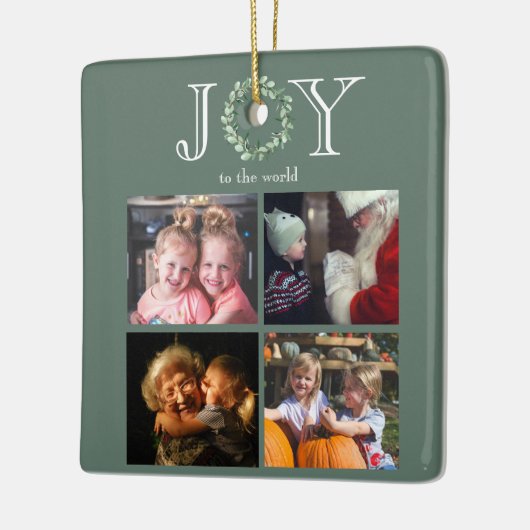 Vreugde aan de Wereld 4 Foto's Gepersonaliseerd Keramisch Ornament (Links)