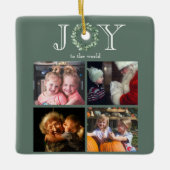 Vreugde aan de Wereld 4 Foto's Gepersonaliseerd Keramisch Ornament (Voorkant)