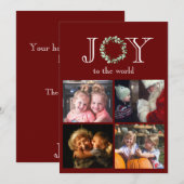 Vreugde aan de Wereld 4 Foto's Gepersonaliseerd Ro Feestdagenkaart (Voorkant / Achterkant)