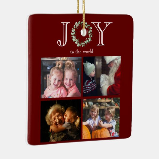 Vreugde aan de Wereld 4 Foto's Gepersonaliseerd Ro Keramisch Ornament (Rechts)