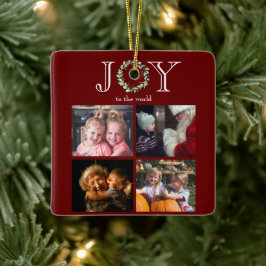 Vreugde aan de Wereld 4 Foto's Gepersonaliseerd Ro Keramisch Ornament