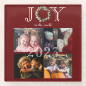 Vreugde aan de Wereld 4 Foto's Jaar Gepersonalisee Glazen Onderzetter (Voorkant)