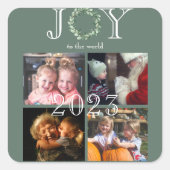 Vreugde aan de Wereld 4 Foto's Jaar Gepersonalisee Vierkante Sticker (Voorkant)