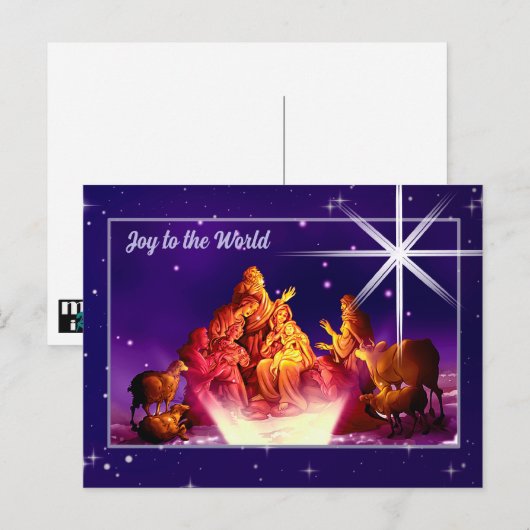 Vreugde aan de wereld. Aanbidding van de Herders K Feestdagenkaart (Voorkant / Achterkant)