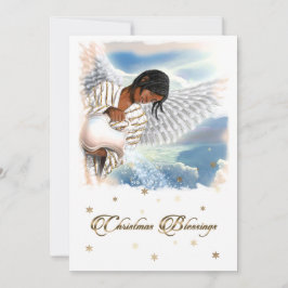 Vreugde aan de Wereld. Afro-Amerikale engel  Feestdagenkaart