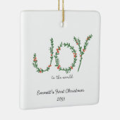 Vreugde aan de Wereld Baby's Eerste Kerstmis Keramisch Ornament (Rechts)