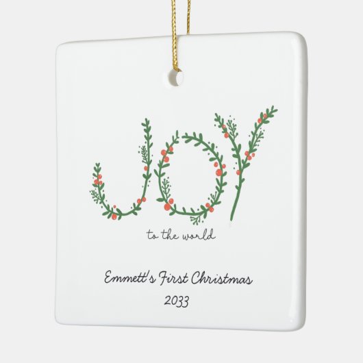 Vreugde aan de Wereld Baby's Eerste Kerstmis Keramisch Ornament (Links)