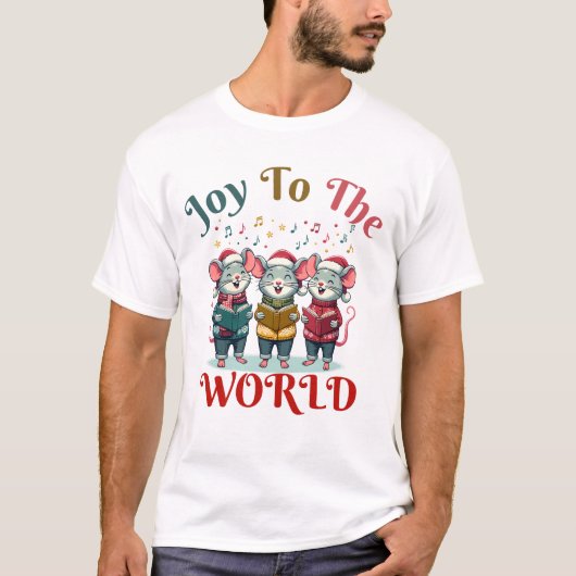 Vreugde aan de wereld - Christmas Mice Trio T-shirt (Voorkant)