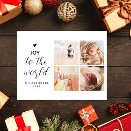 Vreugde aan de Wereld Collage Kerstmis vier foto's Briefkaart