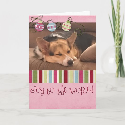 Vreugde aan de Wereld Corgi Feestdagen Kaart (Voorkant)