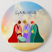 Vreugde aan de Wereld, De Drie Wijze Mannen, Ronde Button 6,0 Cm (Voorkant)