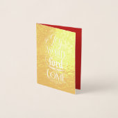 Vreugde aan de Wereld de Heer is Kom - Goud Religi Folie Kaarten (Voorkant)