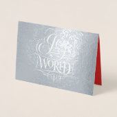 Vreugde aan de Wereld Echte Zilveren Folie Kerstmi Folie Kaarten (Voorkant)