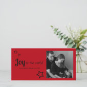 Vreugde aan de Wereld - Eenvoudig Modern Kerstfees Feestdagenkaart (Staand voorkant)