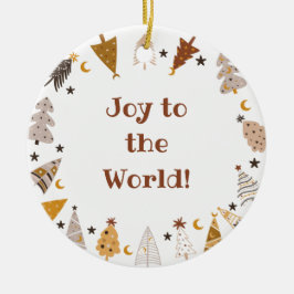 Vreugde aan de wereld eenvoudige boho bomen Kerstm Keramisch Ornament