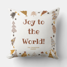 Vreugde aan de wereld eenvoudige boho bomen Kerstm Kussen
