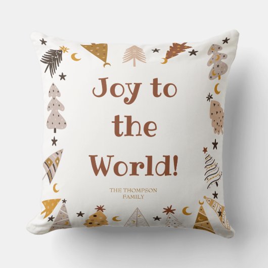 Vreugde aan de wereld eenvoudige boho bomen Kerstm Kussen (Voorkant)