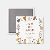 Vreugde aan de wereld eenvoudige boho bomen Kerstm Magneet (Voorkant / Achterkant)