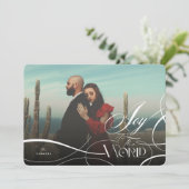 Vreugde aan de wereld Elegante religieuze Kerstmis Feestdagenkaart (Staand voorkant)