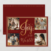 Vreugde aan de Wereld Foto Kerst Rode Vakantie Kaa Feestdagenkaart (Voorkant / Achterkant)