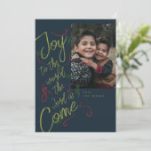 Vreugde aan de Wereld Foto Kerstmis Kaart (Staand voorkant)