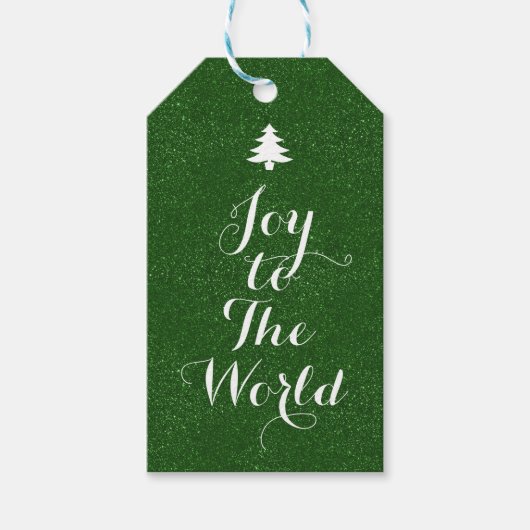 Vreugde aan de Wereld Groene Glitter Cadeaulabel (Voorkant)