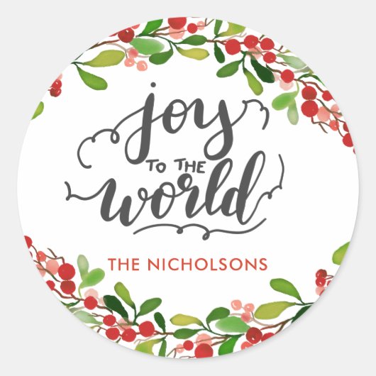 Vreugde aan de wereld | Handgeschreven vakantiekra Ronde Sticker (Voorkant)