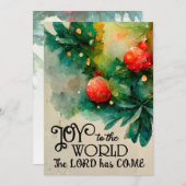 Vreugde aan de wereld kerst Carol Christelijk Flat Feestdagenkaart (Voorkant / Achterkant)