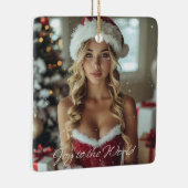 VREUGDE AAN DE WERELD - Kerstman meisje Keramisch Ornament (Rechts)