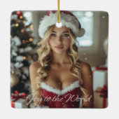 VREUGDE AAN DE WERELD - Kerstman meisje Keramisch Ornament (Achterkant)