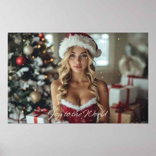 VREUGDE AAN DE WERELD - Kerstman meisje Poster (Voorkant)