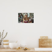 VREUGDE AAN DE WERELD - Kerstman meisje Poster (Keuken)