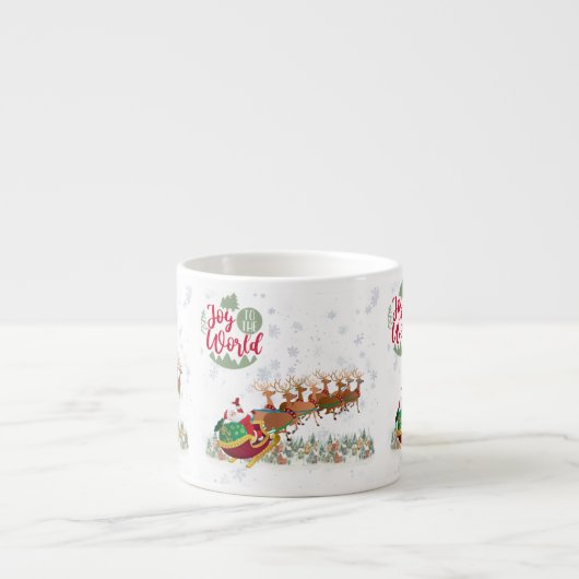 Vreugde aan de Wereld Kerstman Sleigh Kerst Espres Espresso Kop (Voorkant)