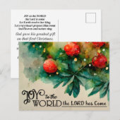 Vreugde aan de Wereld Kerstmis Carol Christelijk Feestdagenkaart (Voorkant / Achterkant)