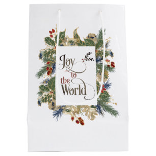 Vreugde aan de Wereld Kerstmis Carol Elegant Medium Cadeauzakje