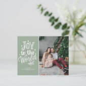 Vreugde aan de wereld Kerstmis Carol Sage Groene F Feestdagenkaart (Staand voorkant)