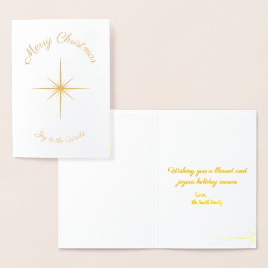 Vreugde aan de wereld Kerstmis Foto Groet Folie Kaarten (Display)