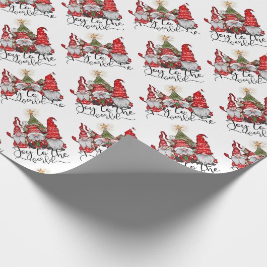 Vreugde aan de Wereld Kerstmis Gnomen Cadeaupapier (Hoek)