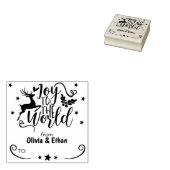 Vreugde aan de Wereld, Kerstmis Paar Label Rubberstempel (Gestempeld)