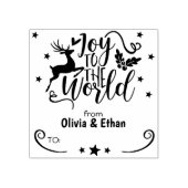 Vreugde aan de Wereld, Kerstmis Paar Label Rubberstempel (Afrduk)