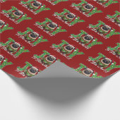 Vreugde aan de wereld Kerstmis Pug Santa Cadeaupapier (Hoek)