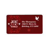 Vreugde aan de Wereld Kerstmis Terugkeeradresetike Etiket (Voorkant)