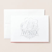 Vreugde aan de Wereld Klassieke Zilveren Folie Rod Folie Kaarten (Voorkant met envelop)